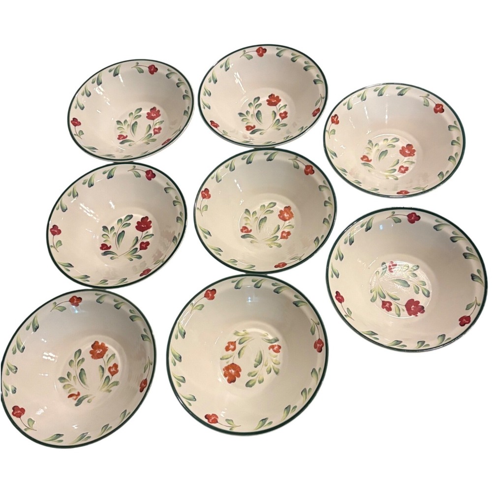 International Tableworks Provence Soup Cereal Bowls Set of 7 Floral Stoneware 8"